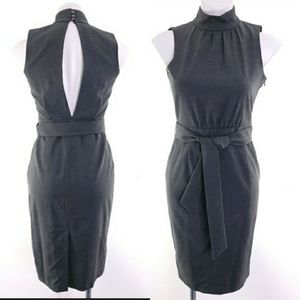 Club Monaco Wool Blend Sleeveless Mock Neck Cutout Sheath Dress Gray sz 4